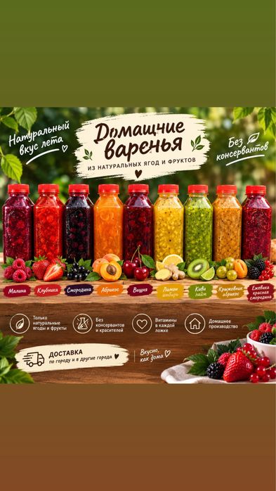 Варенья , малина , клубника, микс