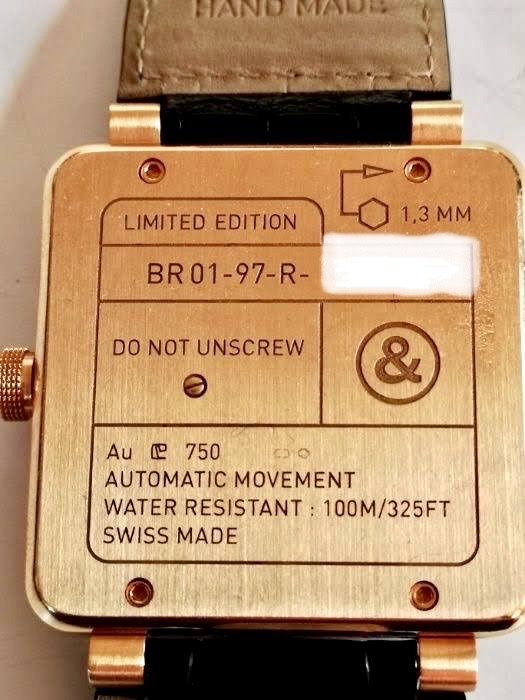 Златен ,часовник! Bell&Ross BR 01-97 RESERVE de MARCHE Rose Gold 18 k