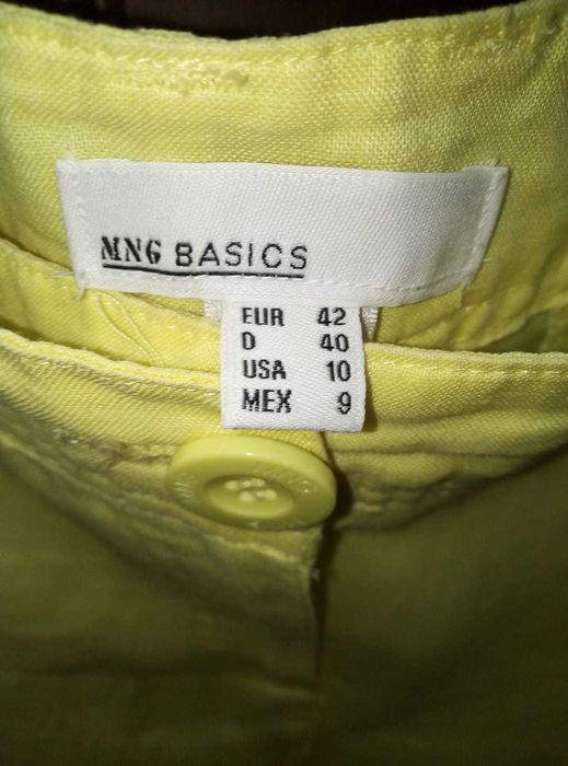 Женские брюки 42 размер желтые лен Манго на лето, недорого срочно