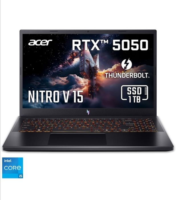 Laptop Gaming Acer Nitro V 15 cu procesor Intel, 16 gb ram, 8 gb card