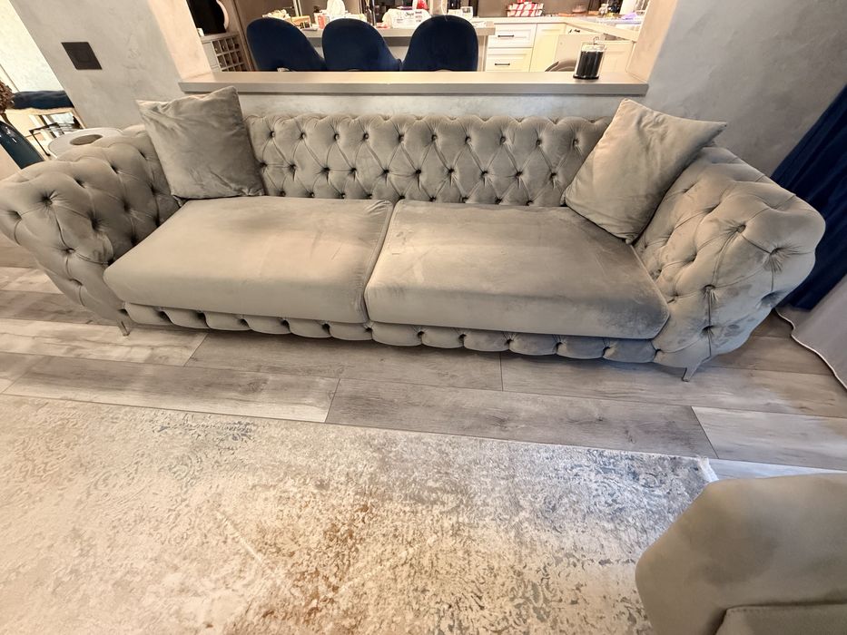 Set canapea Chesterfield + 2 fotolii Dolce Vita – catifea gri