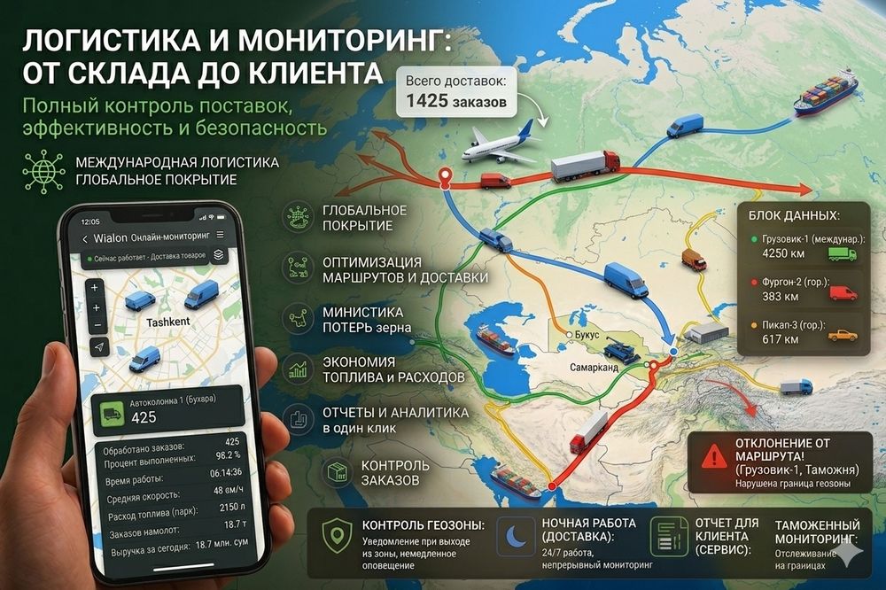 GPS-trekerlar | Yoqilg'i datchiklari | Transport monitoringi — Buxoro