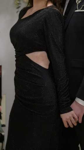 rochie lycra negra cu pietricele