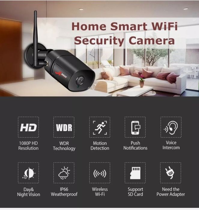 Cameră IP Anran WiFi Supraveghere 1080p AR-W602 DC12V Obiectiv 3.5mm