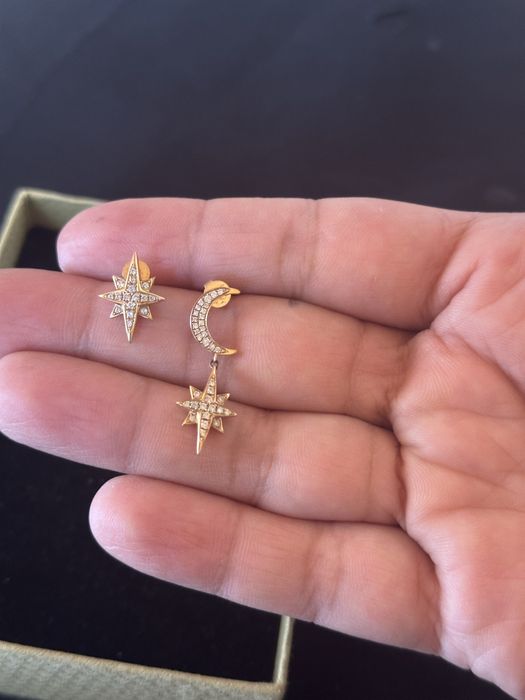 Золотые серёжки с приллиантами 750 пробы