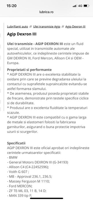 Ulei cutie viteze automata Agip