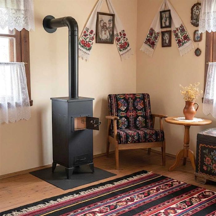 GODIN Soba Lemne Semineu Samotat 7.7kw Negru Cerbi +LIVRARE GRATUITA