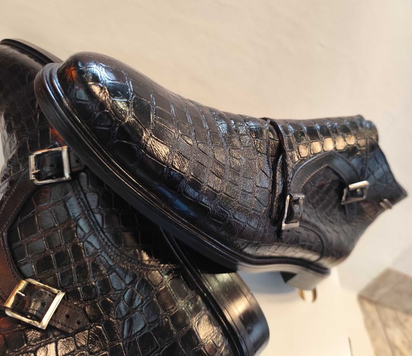 Ghete double monk 45 premium Rage Age piele naturala moale embosata