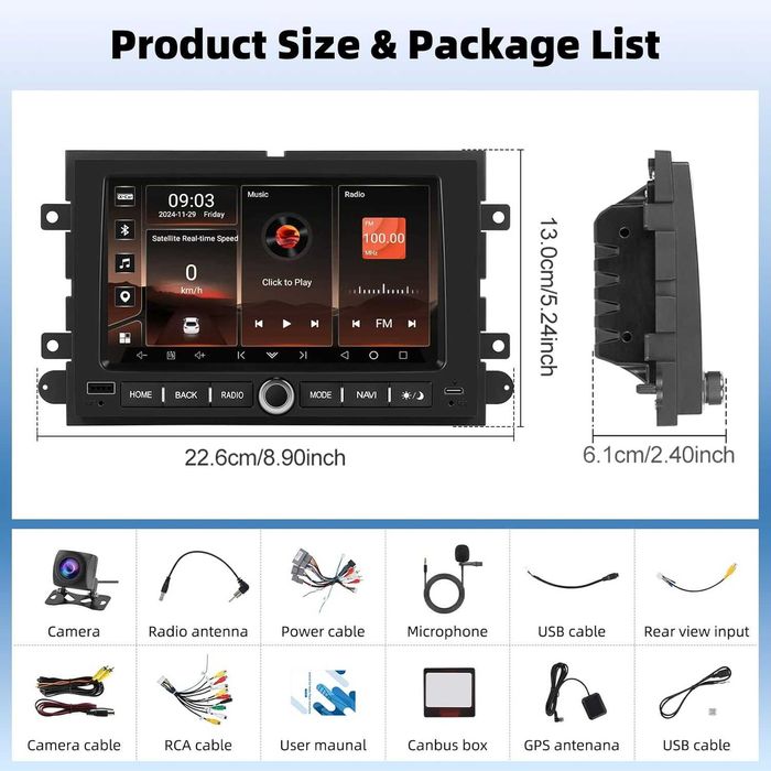 CAMECHO 1G+32G Android 13 автомобилна стерео система за Ford F150/F250