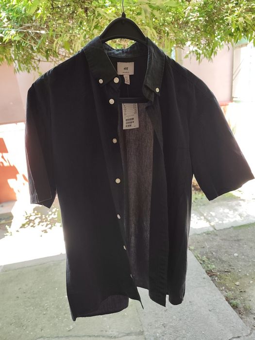 Cămașă neagră bărbați H&M. NOUĂ - mânecă scurtă, mărimea  S