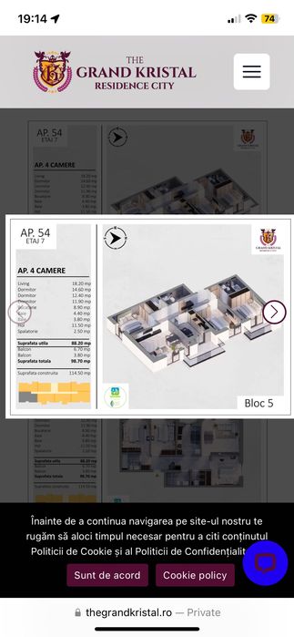 Apartment 4 camere nou, contract ANAF, din primăvară, ideal firma