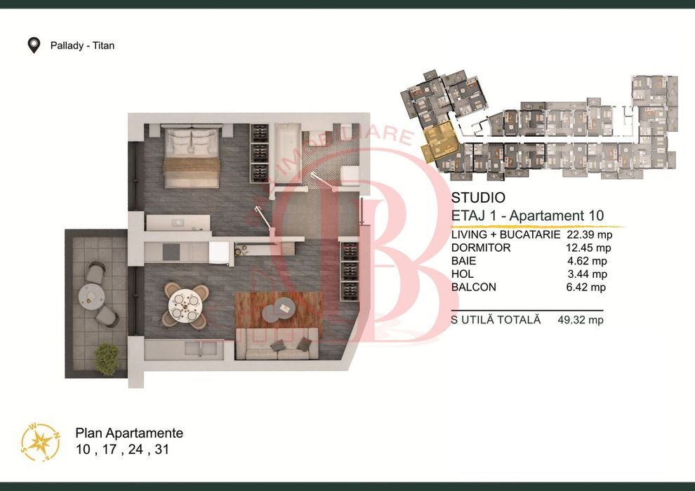 Th. Pallady-Apartament 2 camere Studio Loc de parcare Bonus