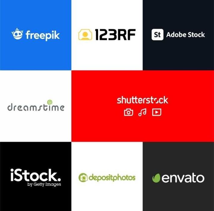 Shutterstock, Adobestock, Envato, Freepik premium, Istock, 123RF