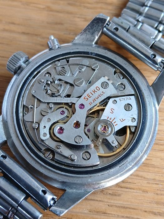 Ceas vechi de colecție, Seiko crono cal 5717 A, an 1965, cronograf.