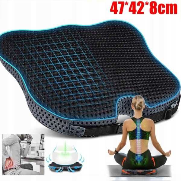 Възглавница с мемори пяна и 3D дишаща мрежа, Противохлъзгаща, За офис