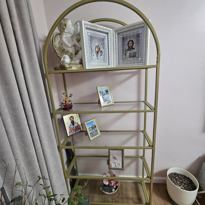 Etajera metalica gold vintage 80×30×184 cm