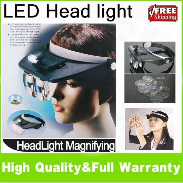 Лупа очки, 3 шт. сменными линзами с USB подсветкою.