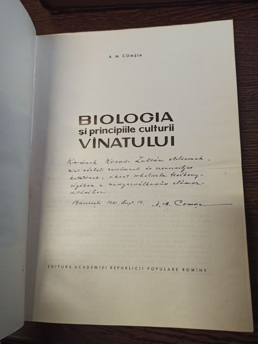 A.M. Comsia:  Biologia si principiile culturii vanatului.