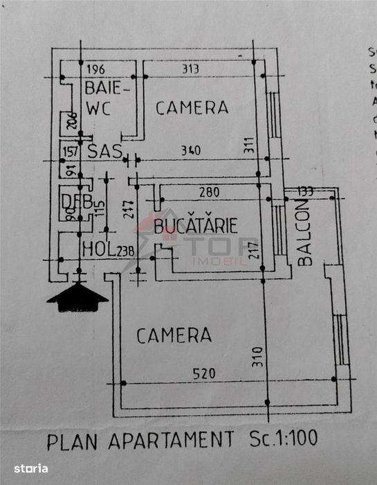 Apartament cu 2 camere decomandat, etajul 2 - Podul de Fier