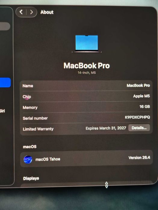 Macbook Pro 14 M5 16GB 512GB Space Black - безупречен в гаранция