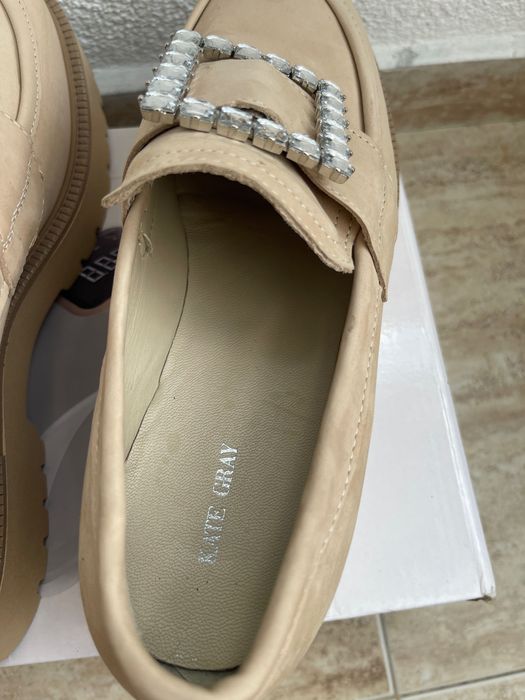 Бежови ежедневни еспадрили от естествена кожа, Kate Gray