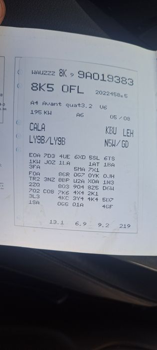 Vând haion Audi A4 B8 break negru cod LY9B sau LZ9Y