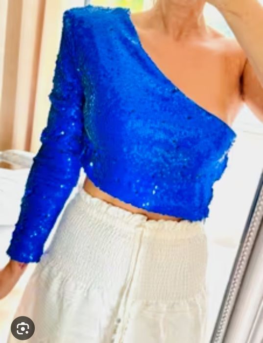 Top Zara Paiete Albastre Mărimea 38 M