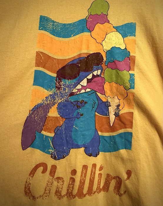 Tricou galben cu stitch, marimea XL - oversized