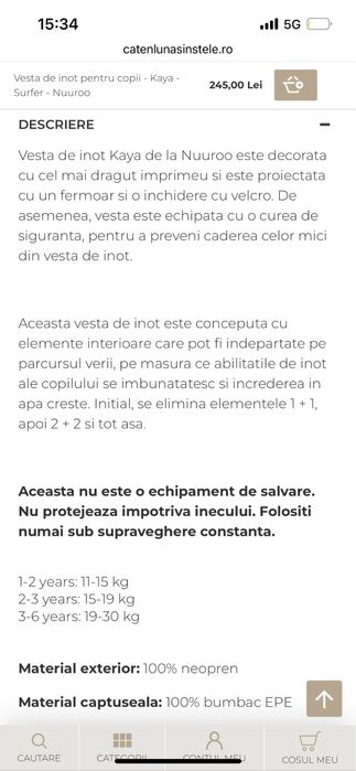 Vesta de innot pentru copii