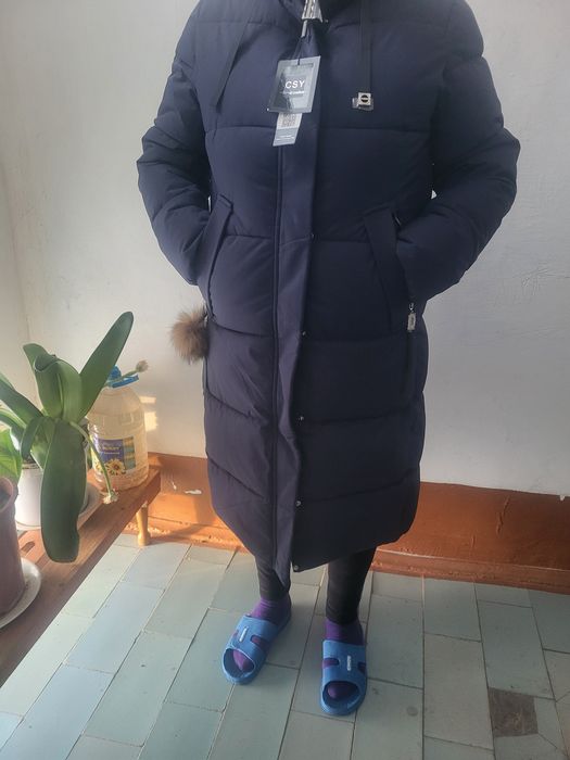 Женский Темносиний пуховик зима
