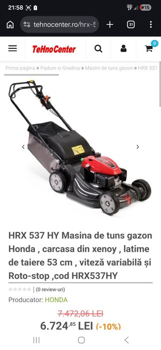 Vand  masina de tuns iarba honda hrx537