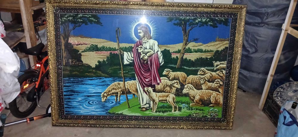 Carpeta cu Isus si oile inramata dimeniune 150/100