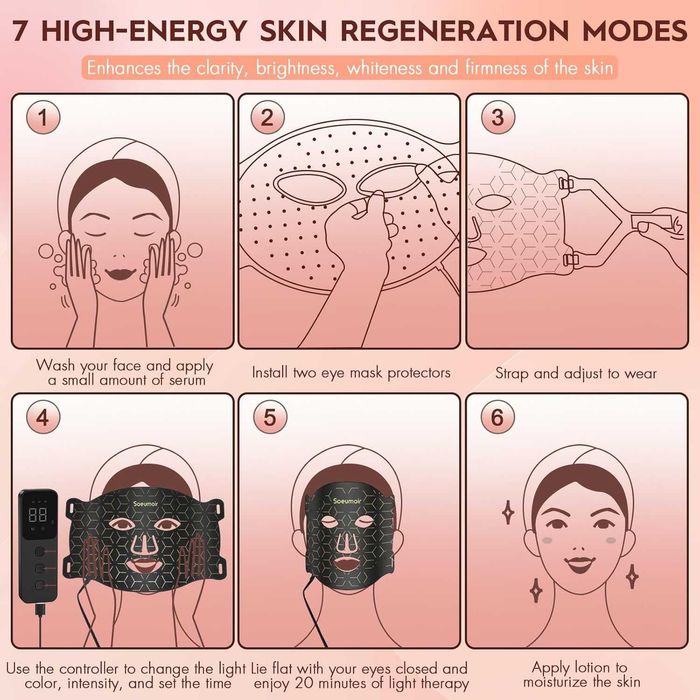 Masca faciala LED cu terapie cu lumina rosie - red light mask