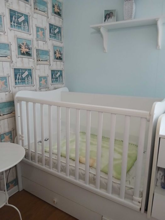 Детска дървена кошара 3 в1 с люлеещ механизъм Лорели