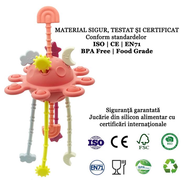 Jucarie interactiva si de dentitie, 100% din silicon alimentar