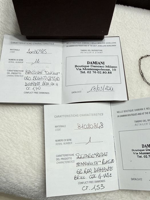 Set bijuterii DAMIANI original aur alb înegrit 18k cu diamante