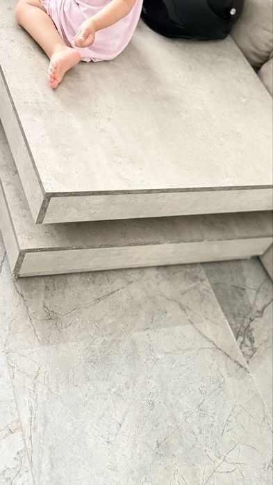 Măsuță de cafea modernă aspect beton 76 x 76 cm x 38