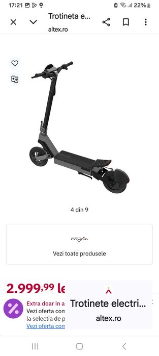 Vind trotinetă Electrică MYRIA  nou 2 ani garanție