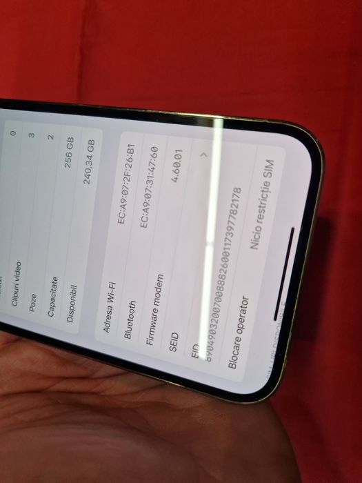 -Iphone 13Pro Max, Gold, 256Gb, 6Ram, stare foarte buna, bat-100%, doa