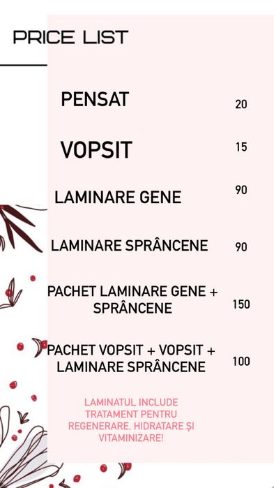 Pensat / Vopsit / Laminare gene si sprâncene