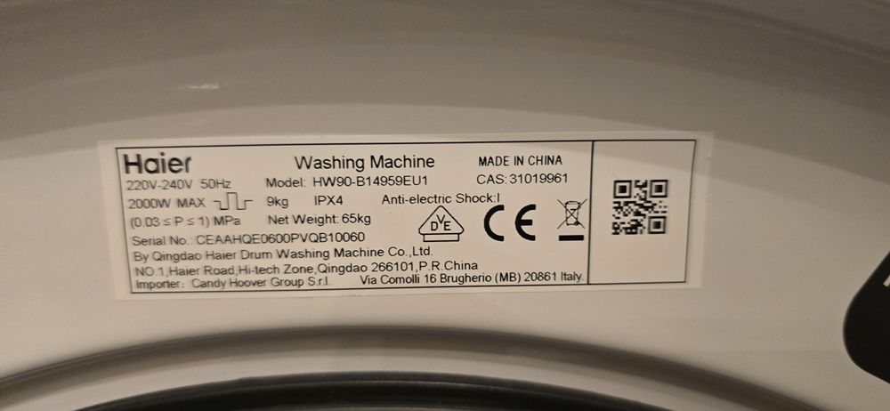 Пералня HAIER HW90-B14959 EU 9.0 kg, 1400 об/min Direct Motion
Код: