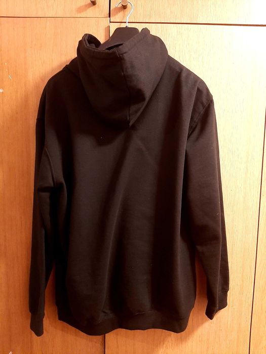 Черен суичър с качулка и оригинална щампа