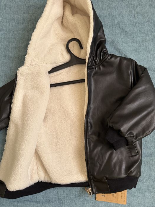 Зимний кожаный куртка