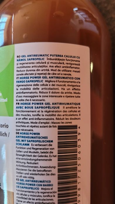 Vând gel antireumatic Puterea Calului cu nămol sapropelic