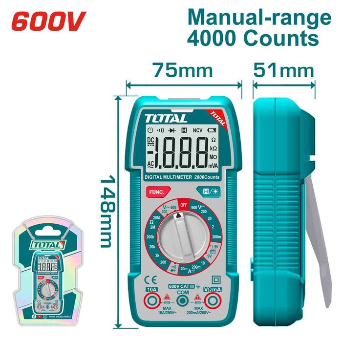 Мултицет дигитален TOTAL TMT536002, 600 V - TL TMT536002
