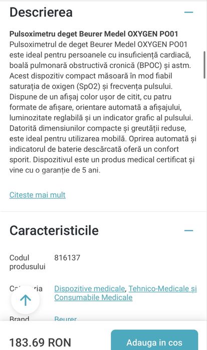 Oximetru puls ,oxigen