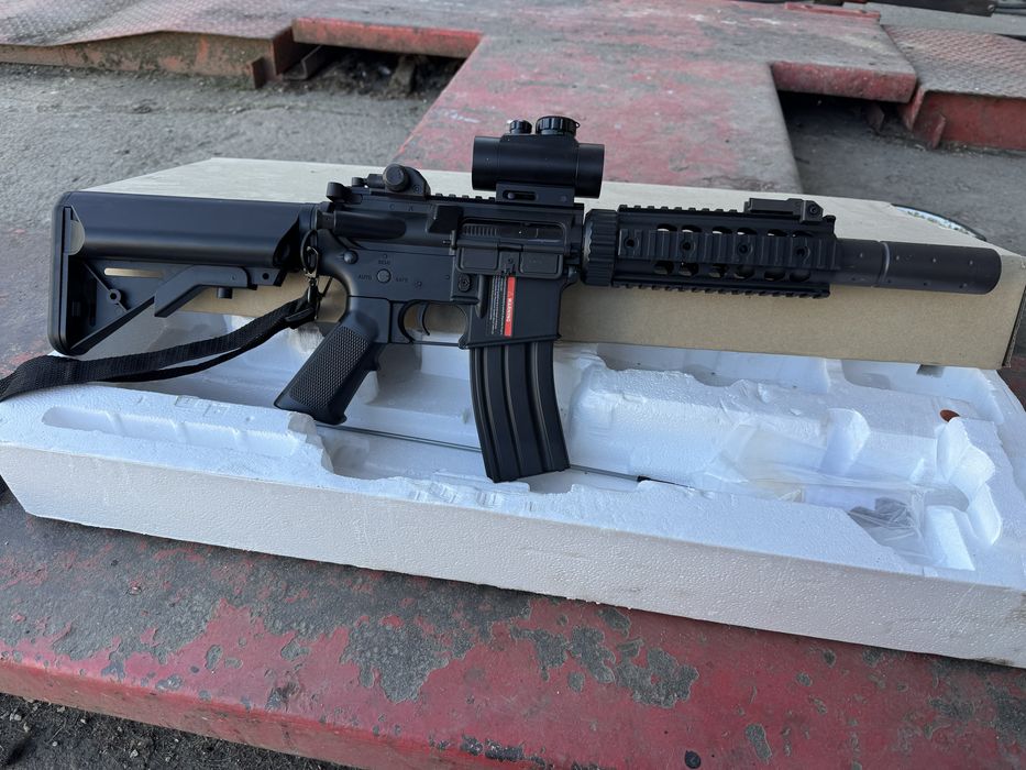 Pusca sniper electric, luneta cu infrarosu, masca protectie + bile