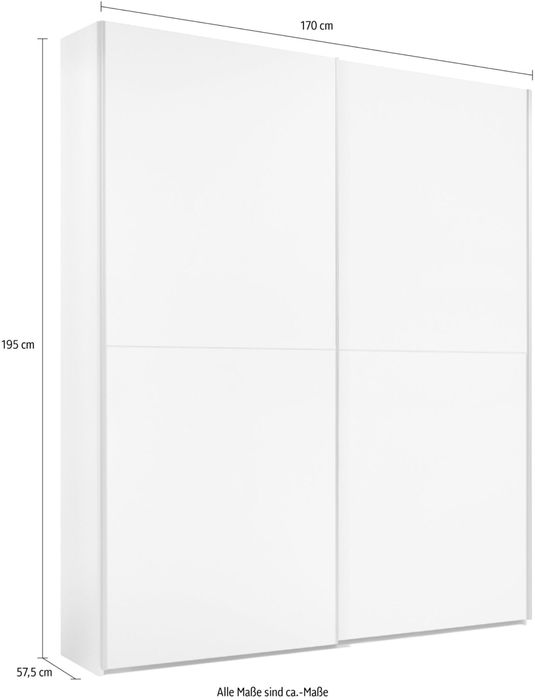 Dulap cu usi glisante Time , Alb , 170 cm latime