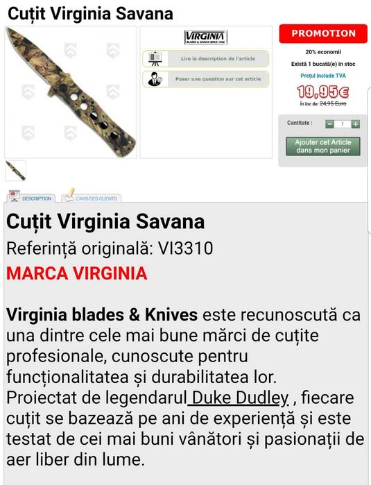 Cuțit Virginia Savana