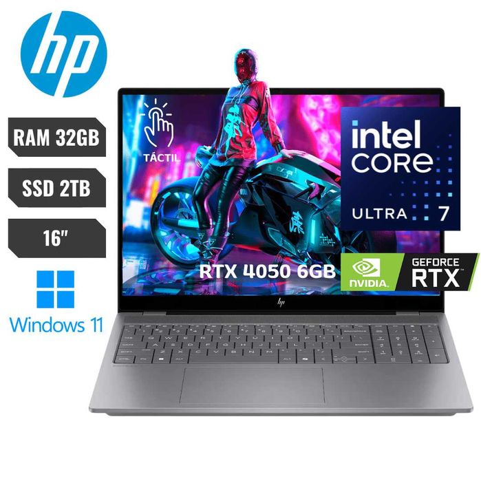 HP OmniBook X 16" 2K OLED 120Hz Ultra 7 255H Ram 32GB 2TB RTX 4050 6GB